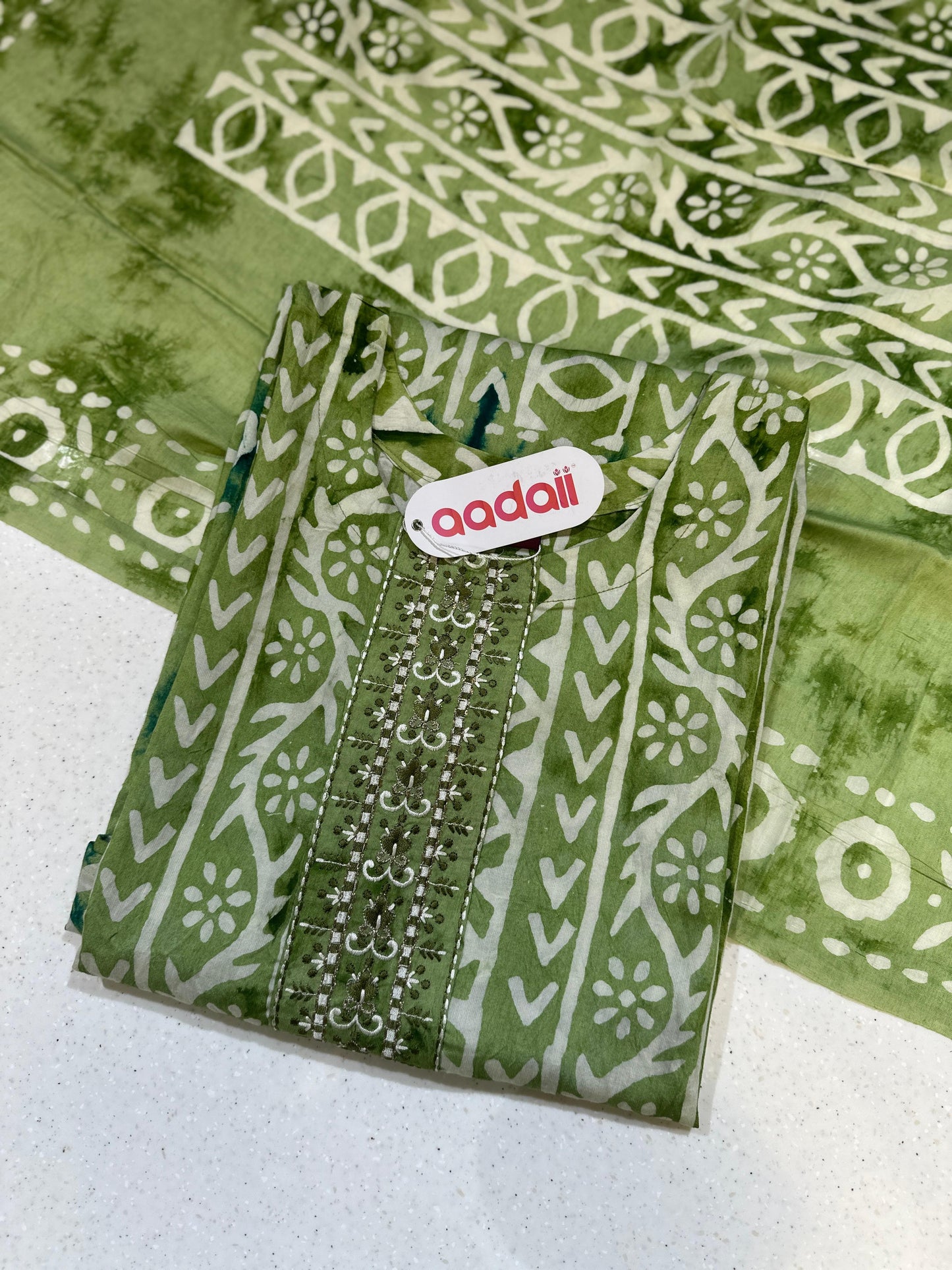 Green batik tie and dye suit set