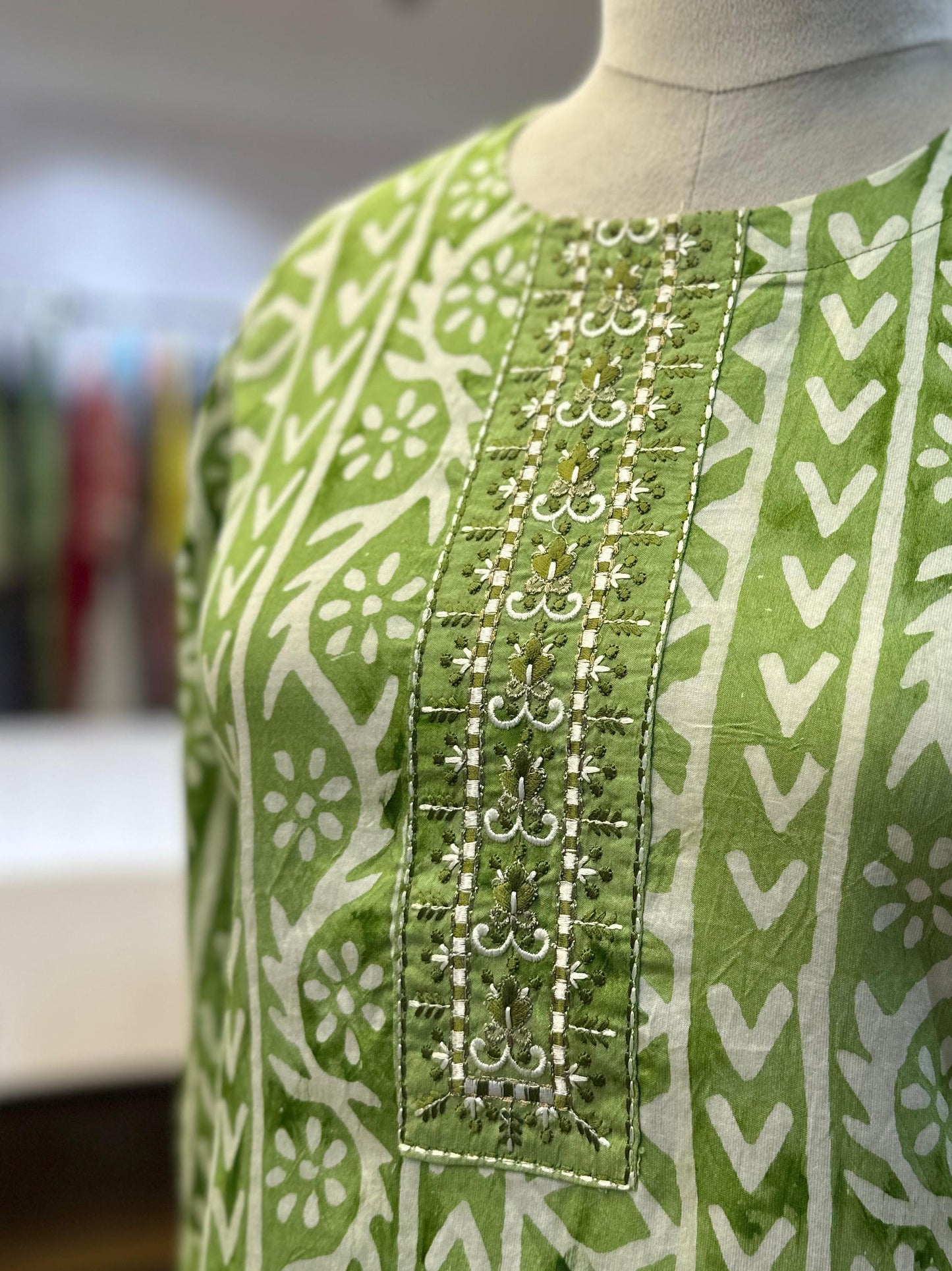 Green batik tie and dye suit set